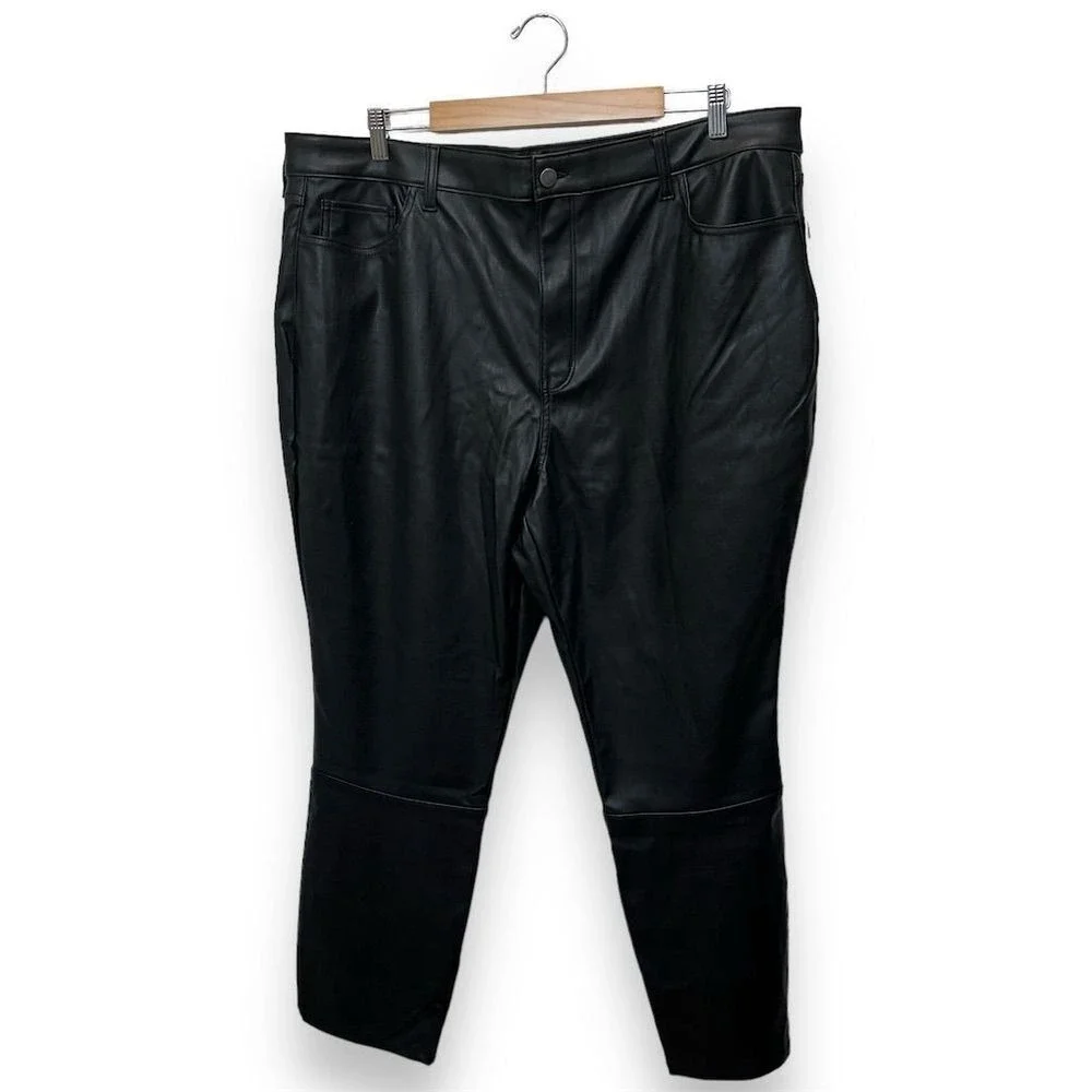 NEW Tinseltown Womens 20W Plus Black Faux Leather Pants Biker Y2K Moto Rocker